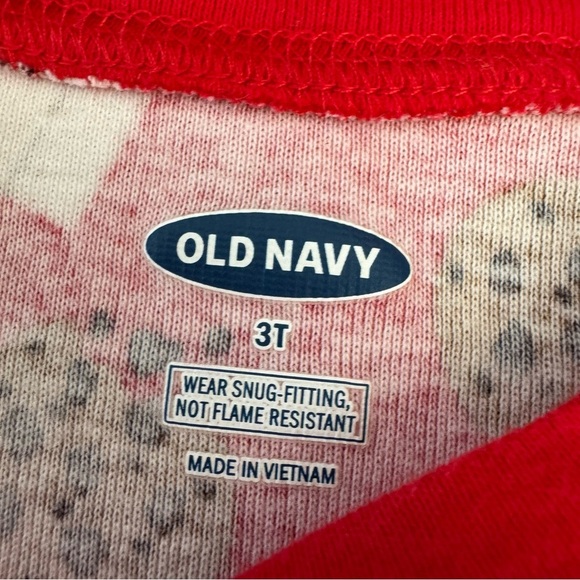 Old Navy Red Cookie & Milk Pajama 2PC Set Sleeper Toddler Boy Girl 3T - Picture 2 of 2